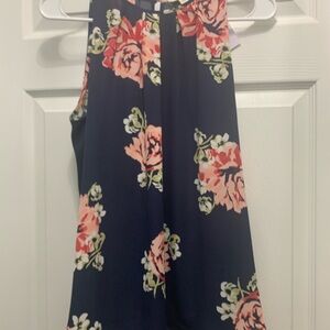 Saint Tropez West Floral Tank Top - Navy and Pink